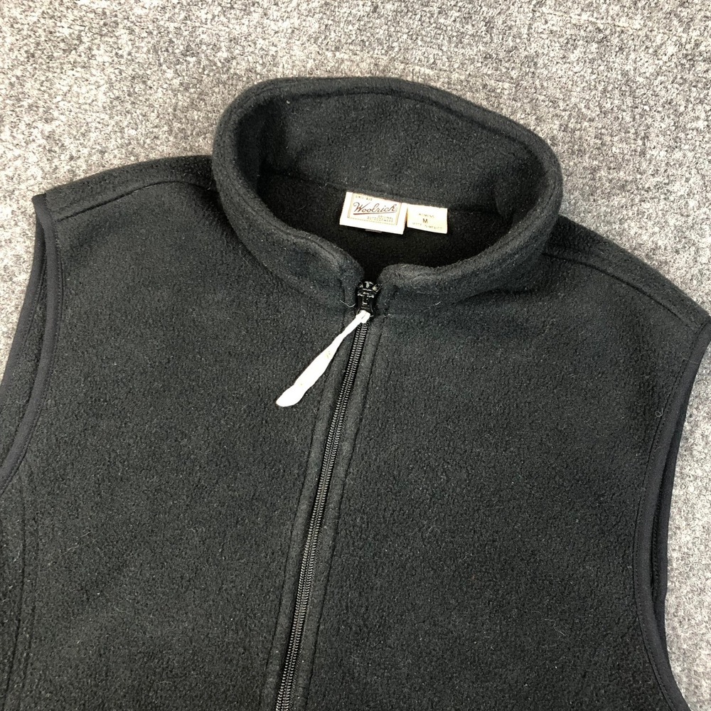 Woolrich Polartec Fleece Vest Womens Medium Black Full Zip Mock Neck Outdoor